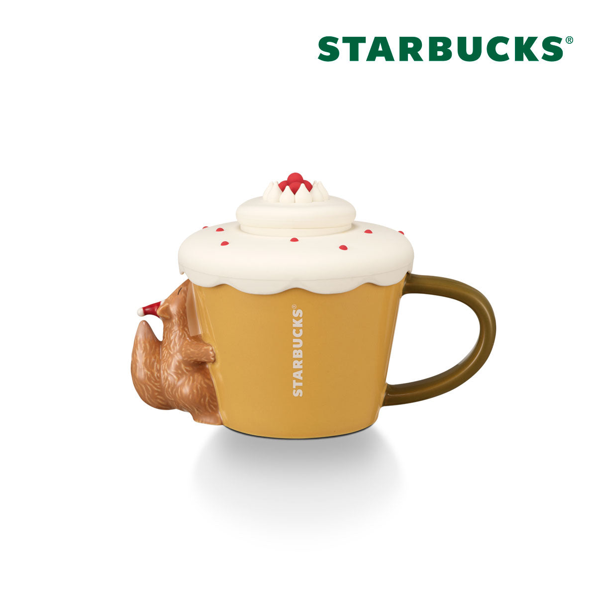 Holiday Series: Ceramic Fox Holiday Cupcake Silicon Lid 14oz Mug