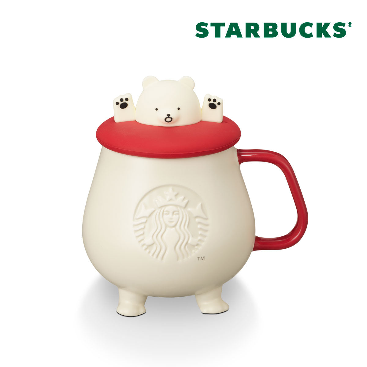 Holiday Series: Ceramic Polar Bear with Silicon Lid 14oz Mug
