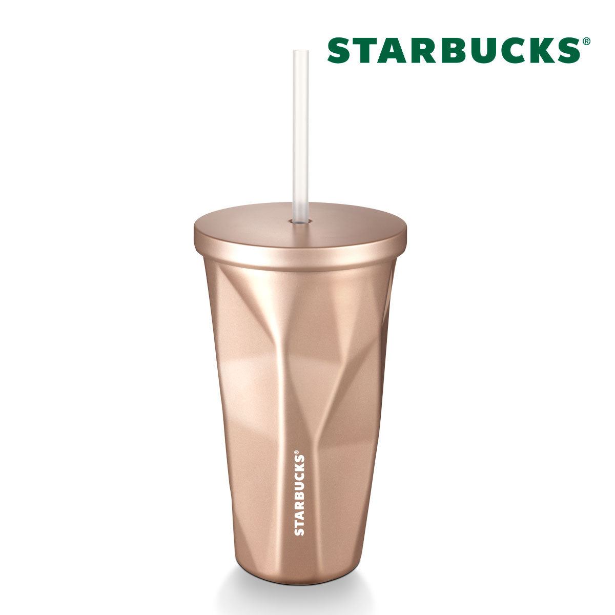 Holiday Series: Stainless Steel Champagne Gold Faceted Holiday 16oz Cold Cup