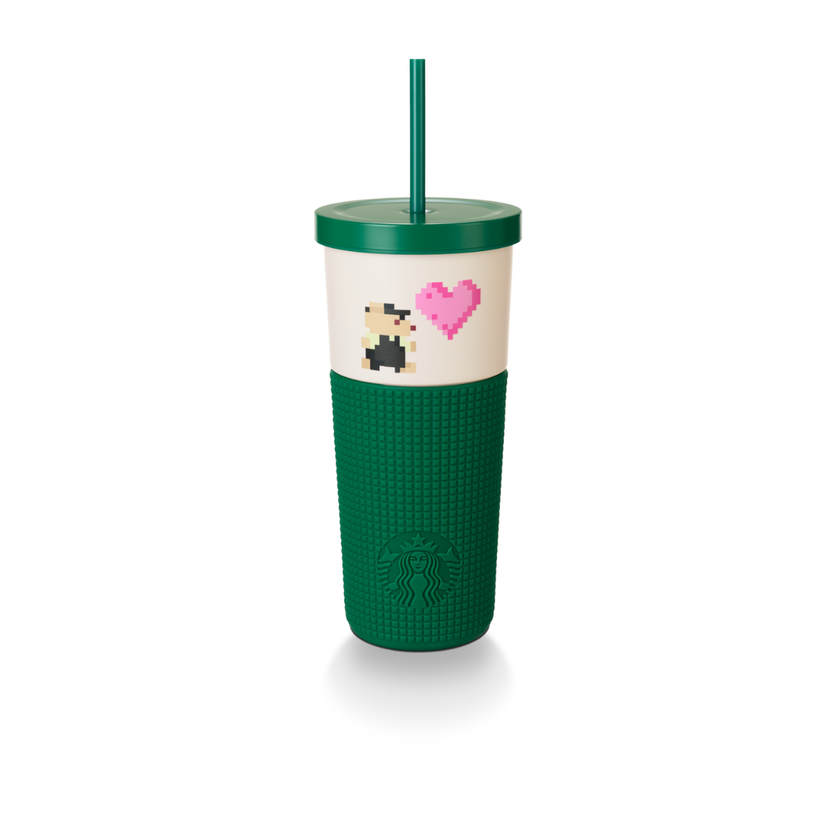 Starbucks: Bearista Game Collection: Green Bearista Heart Stainless Steel Cold Cup 635ml (21.5oz)