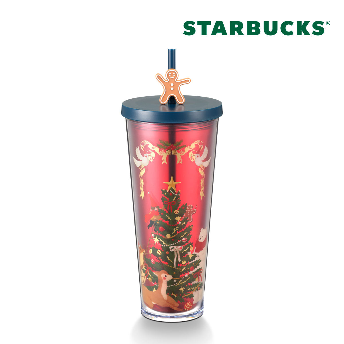 Holiday Series: Plastic Holiday Tree Decoration with Stopper 24oz Cold Cup