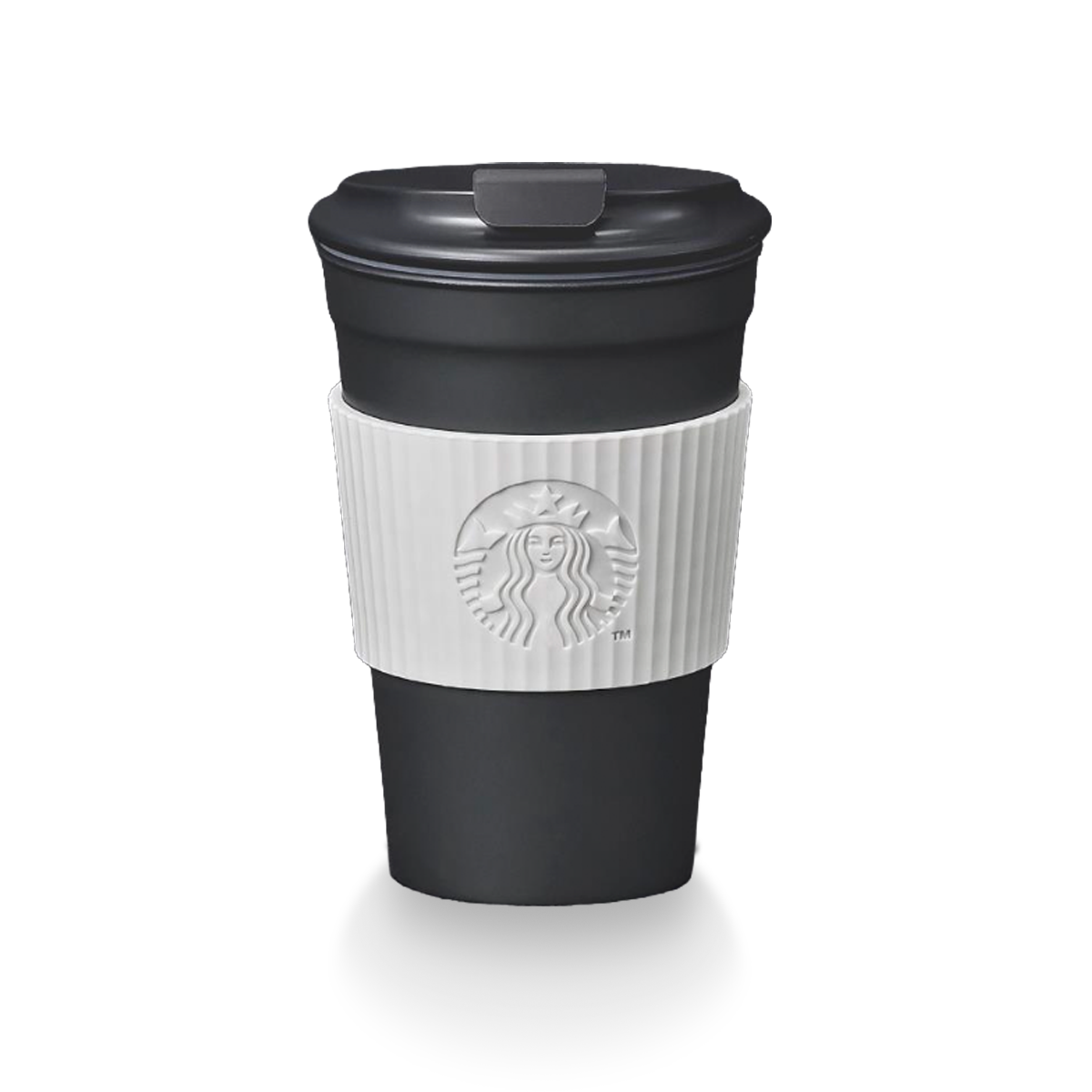 Starbucks Classics: Charcoal and White Plastic Tumbler 355ml (12oz) with Sleeve