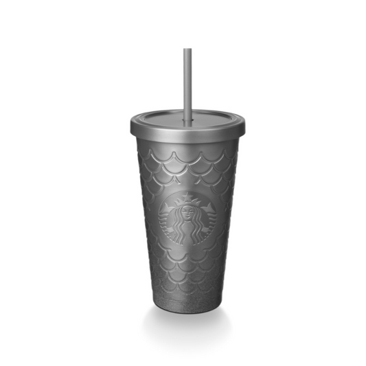 Starbucks: Holiday Collection: Holiday Glitter Scale Silver Grey Stainless Steel Cold Cup 473ml (16oz)