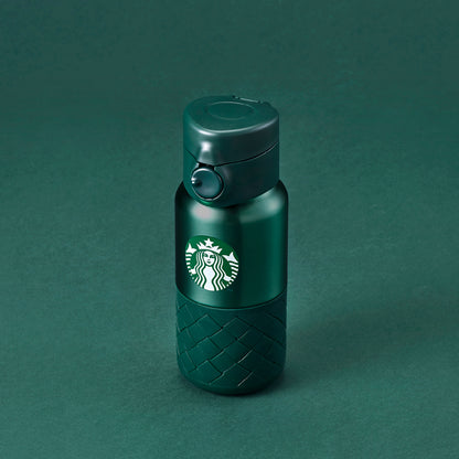 Classic Dark Green Tumbler with Luxe Woven Cover 12oz