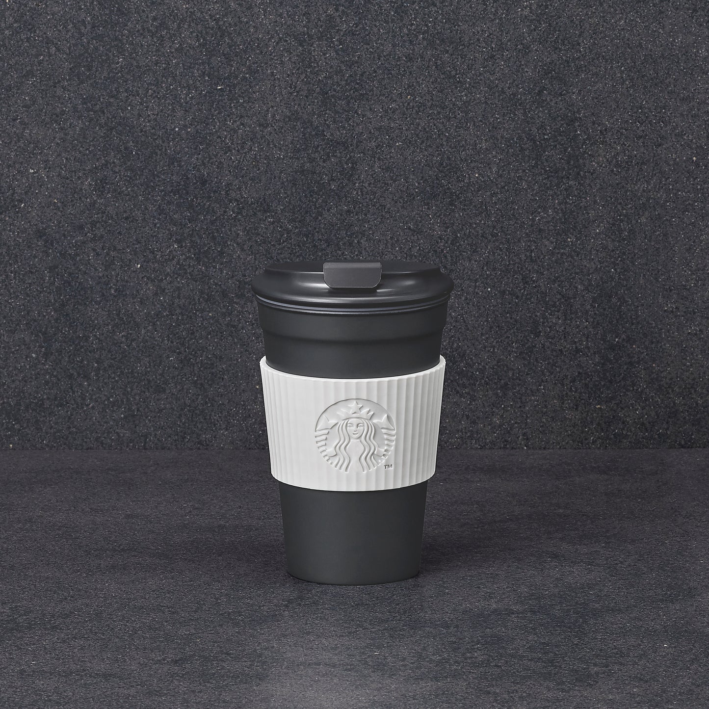 Charcoal and White Plastic 12oz Tumbler