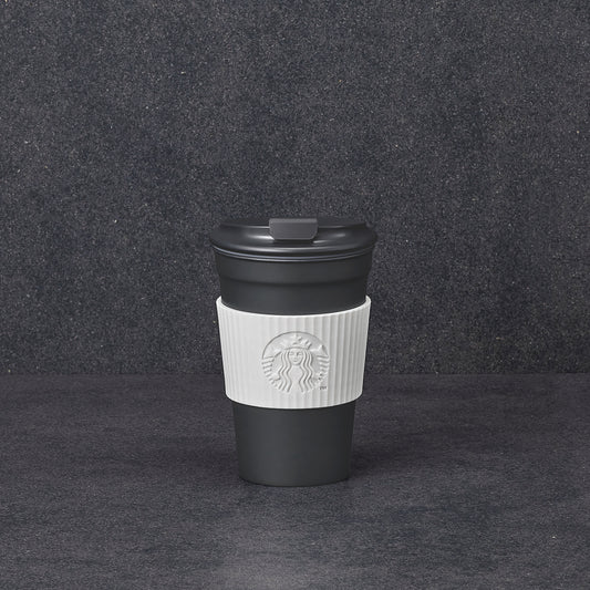 Starbucks Classics: Charcoal and White Plastic Tumbler 355ml (12oz) with Sleeve