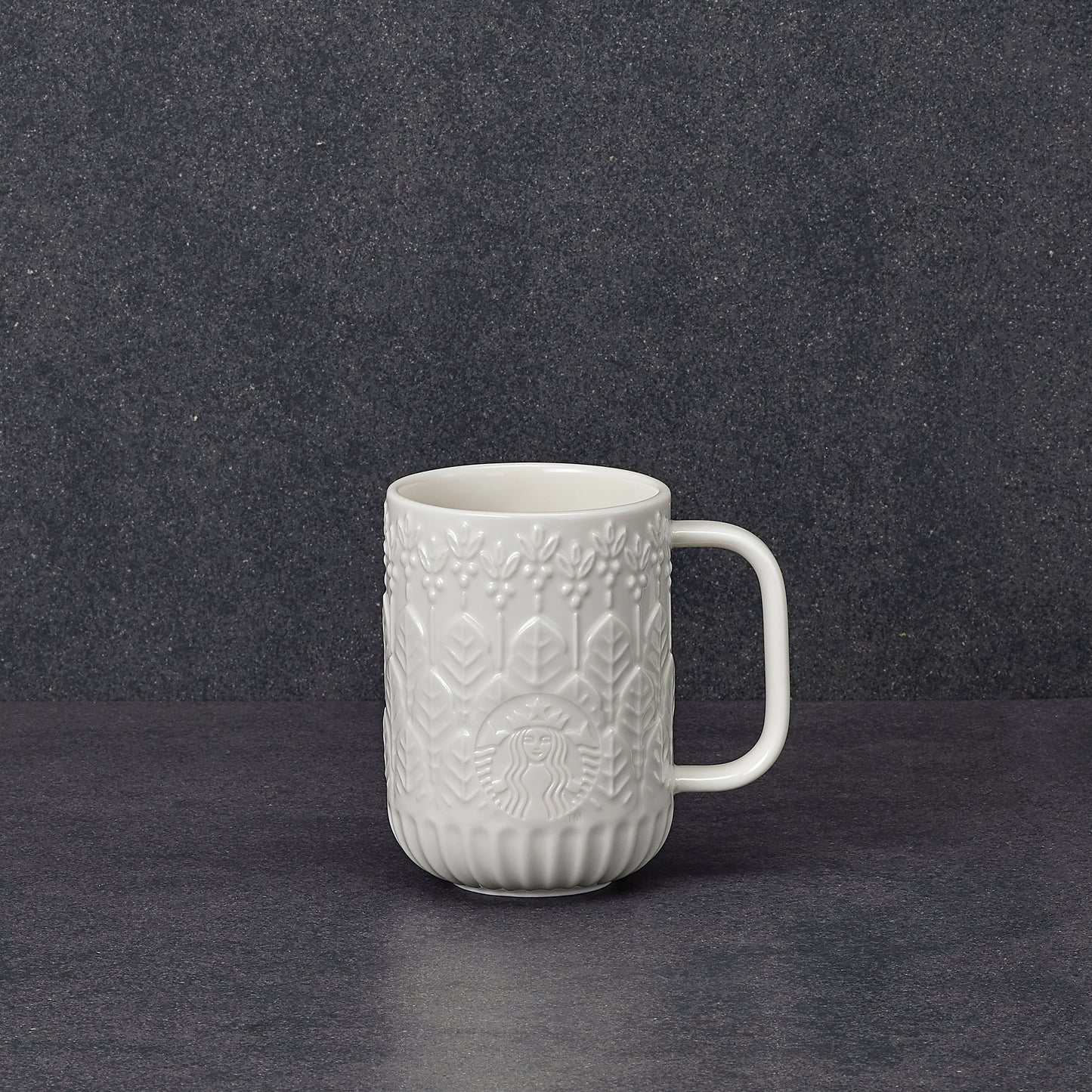 White Embossed Siren Mug 14oz