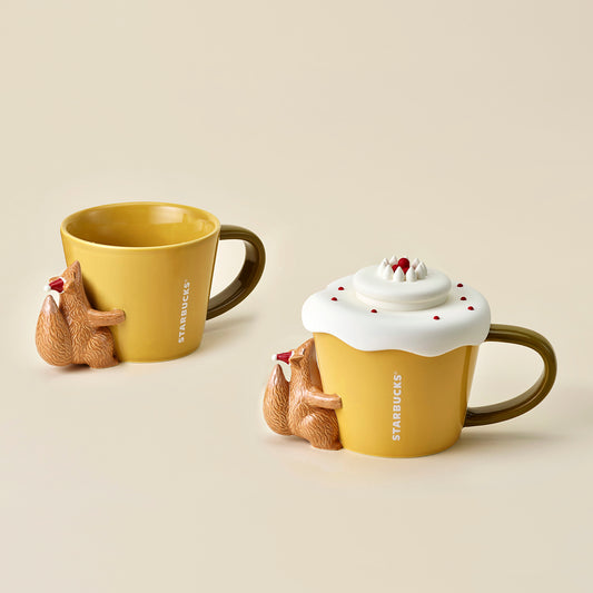 Holiday Series: Ceramic Fox Holiday Cupcake Silicon Lid 14oz Mug