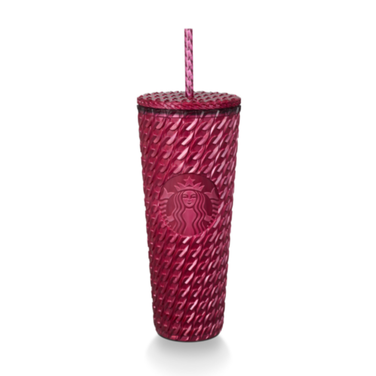 Starbucks: Holiday Collection: Chained Texture Magenta Plastic Cold Cup 710ml (24oz)