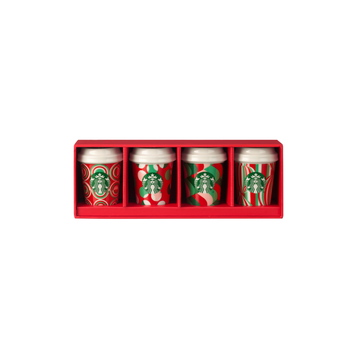 Starbucks: Holiday Collection: Holiday 2024 Red Ceramic Cup Ornament Set of 4