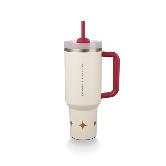 Starbucks + Stanley: Cozy Luxury Collection: Red and White Quencher Stainless Steel Cold Cup 1.2L (40oz)
