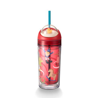 Holiday Series: Plastic Holiday Ribbon 12oz Cold Cup