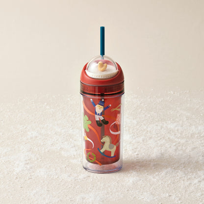Holiday Series: Plastic Holiday Ribbon 12oz Cold Cup
